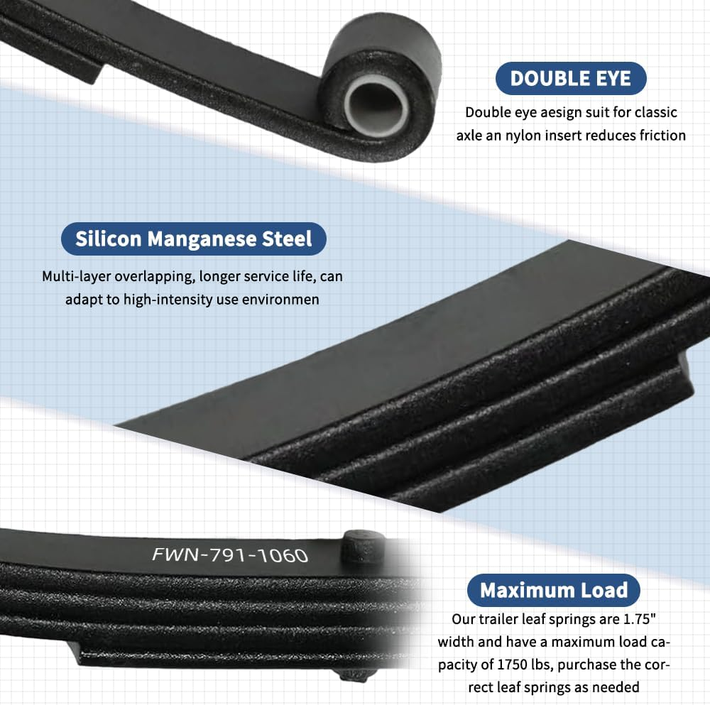 FWN 791-1060 Trailer Leaf Spring, 4 Leaf 2000lb